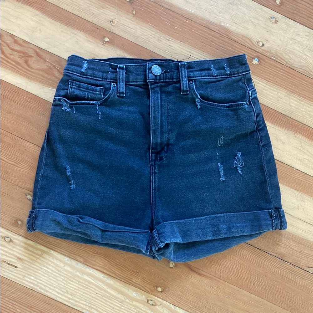 Urban Outfitters BDG Mom High Rise Faded Black Stretch Denim Shorts 27‎